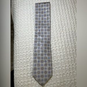 Robert Talbott silver with blue geometric print Tie